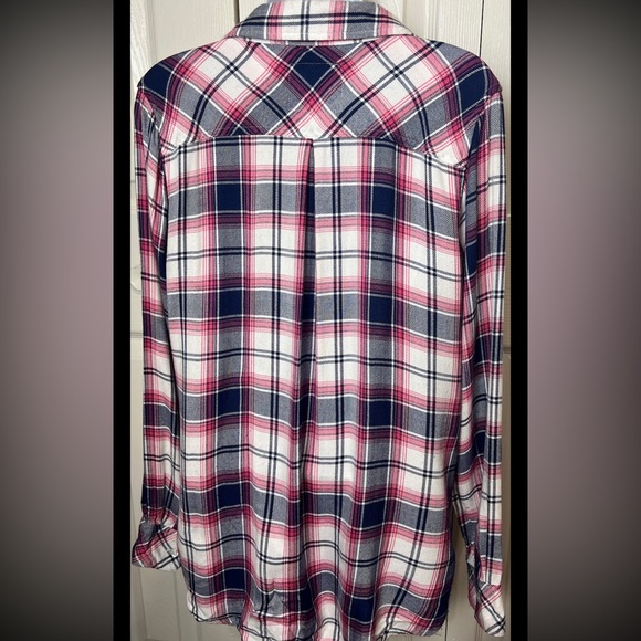 RAILS Plaid Shirt Flannel Navy Pink White Button Top Down Medium - Picture 4 of 12